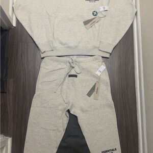 Fear of God Essentials Set Hoodie & pants Light Oatmeal Size: M